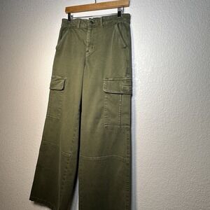 American Eagle Baggy Wide Leg Cargo Utility Pants Olive Drab Pocket Carpenter 8L